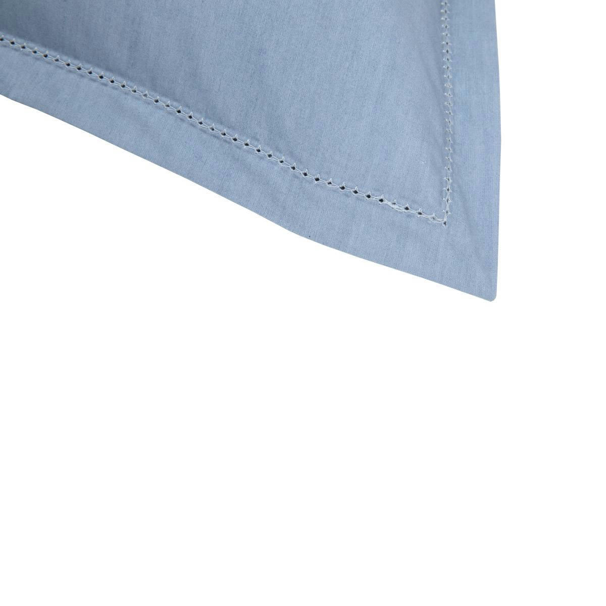 ALCOVE - Taie d'oreiller en percale de coton bleu 30 x 40 cm