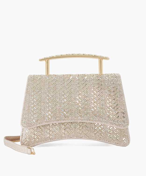 Bedazzle Gold - Embellished Sculptural Top-Handle Bag