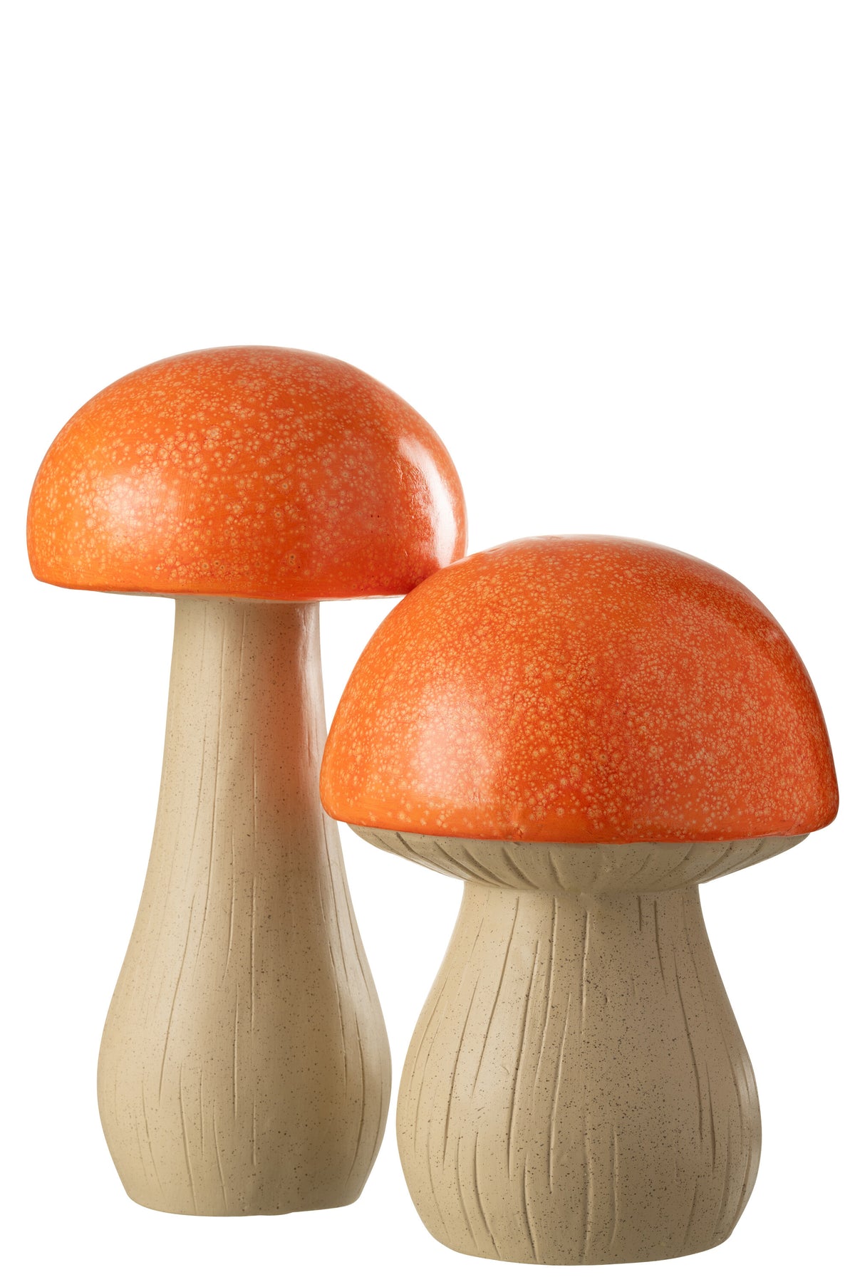 J-Line decoratie Paddenstoel Buiten - kunststof - oranje - set van 2