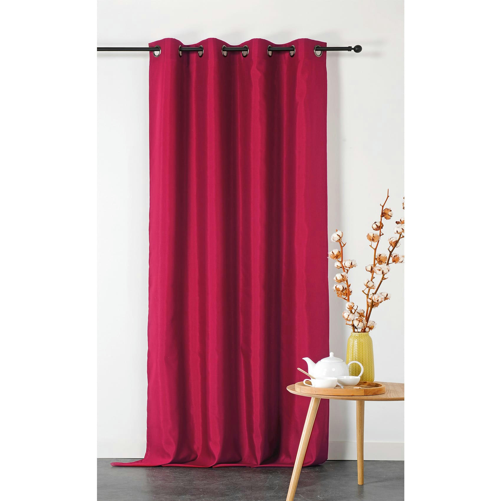- Rideau double natte polyester fuchsia 135x240 cm