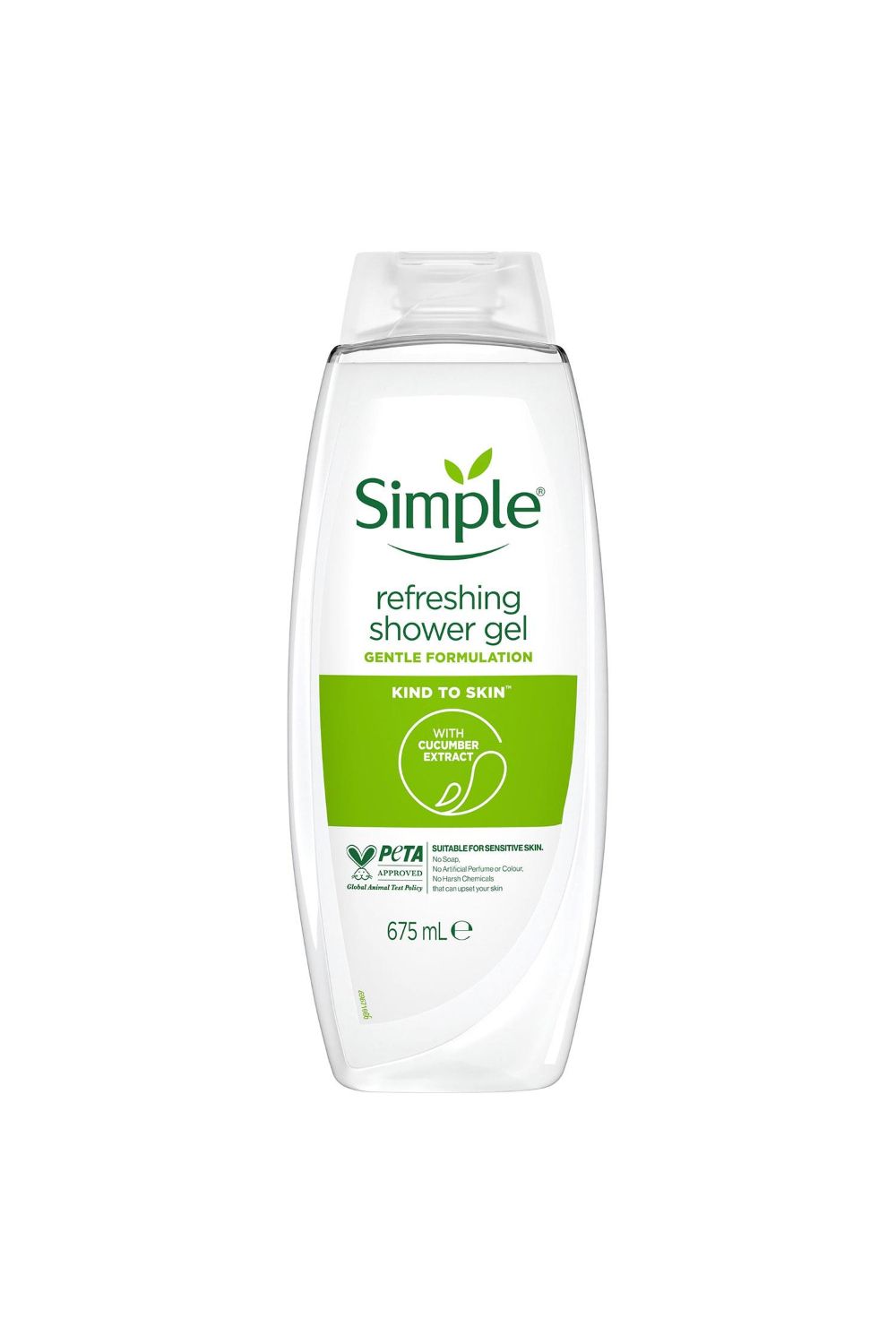 Simple Kind to Skin Refreshing 'Shower Gel' with Gentle Formulation 675ml, 6 Pack