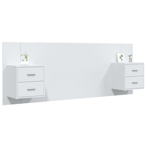 NNEVL Bed Headboard with Cabinets White Engineered Wood