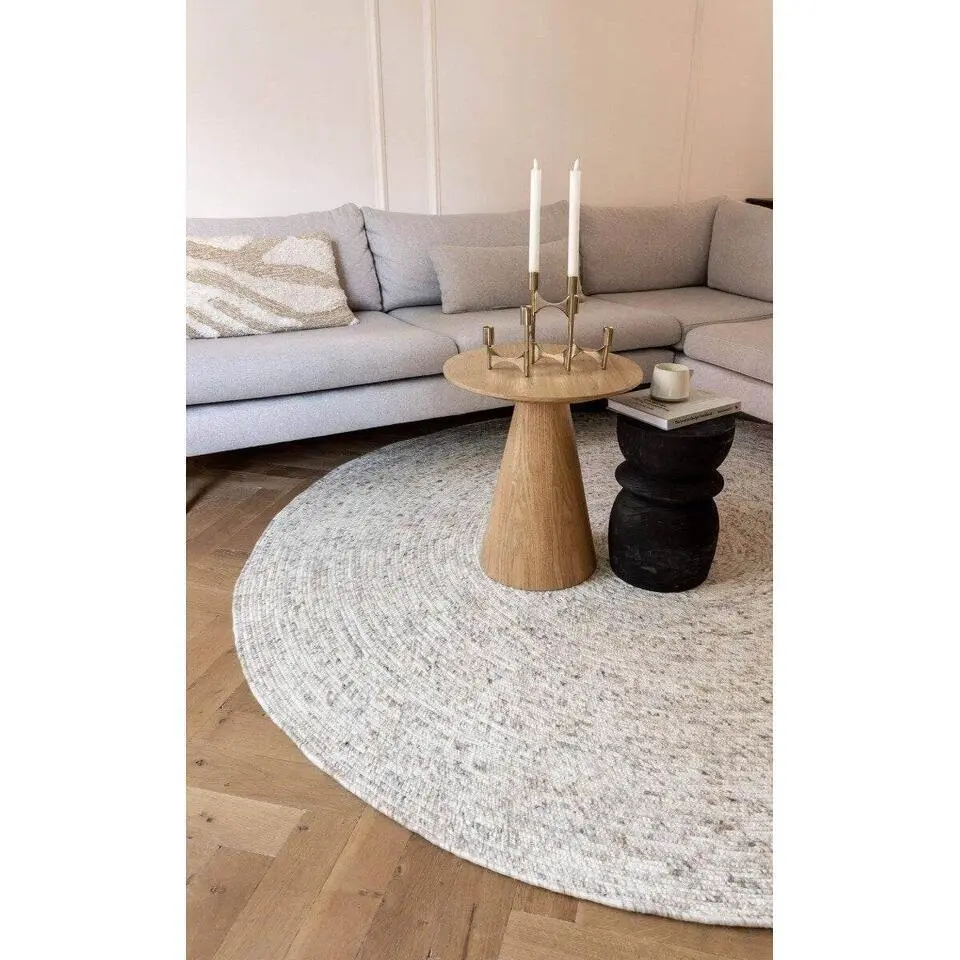 Interieur05 rond vloerkleed Gapo beige/wit - 150 x 150 cm