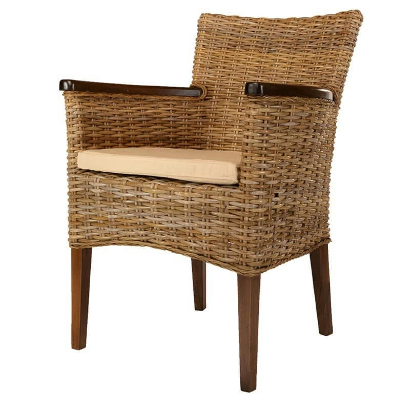 VICTORIA - Fauteuil tressé en rotin marron