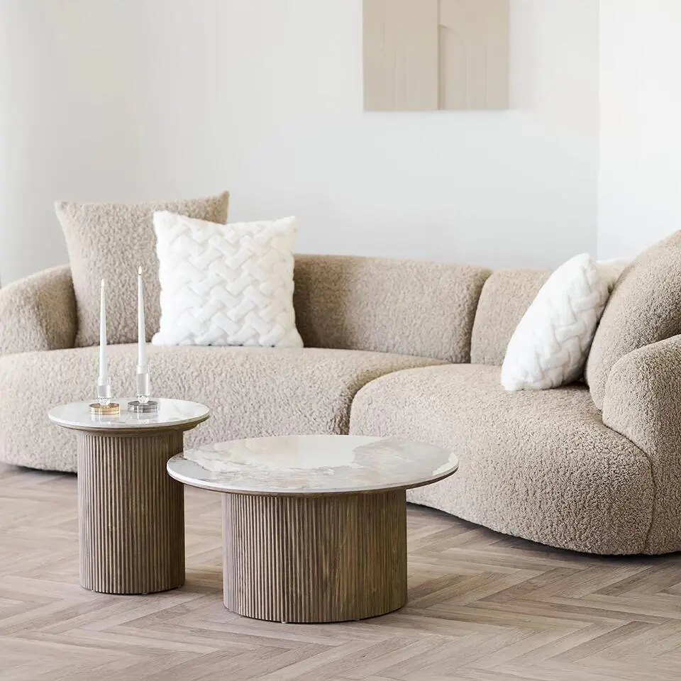 Artichok Ronda Bijzettafel Met Keramiek Blad Bruin &Oslash; 45 cm