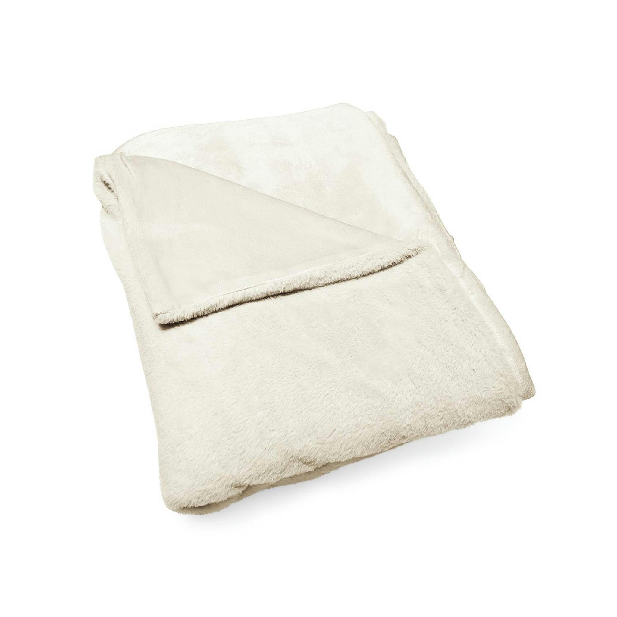 LAPONIE - Plaid fausse fourrure blanche 130x160cm