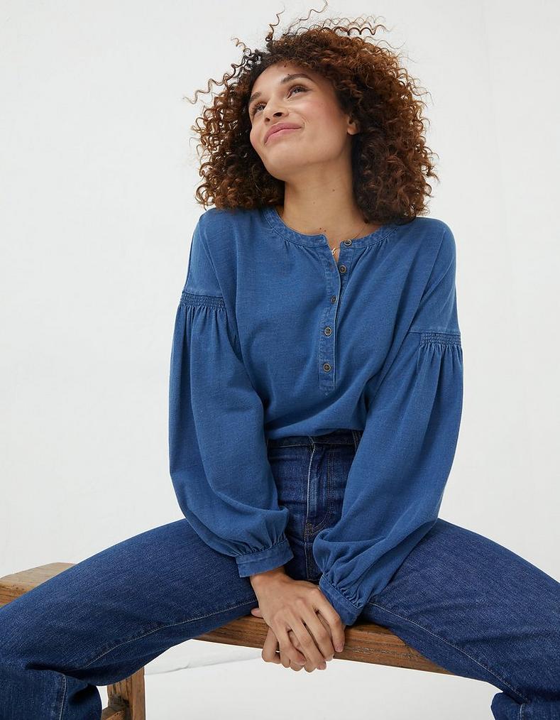 Keira Indigo Henley Top