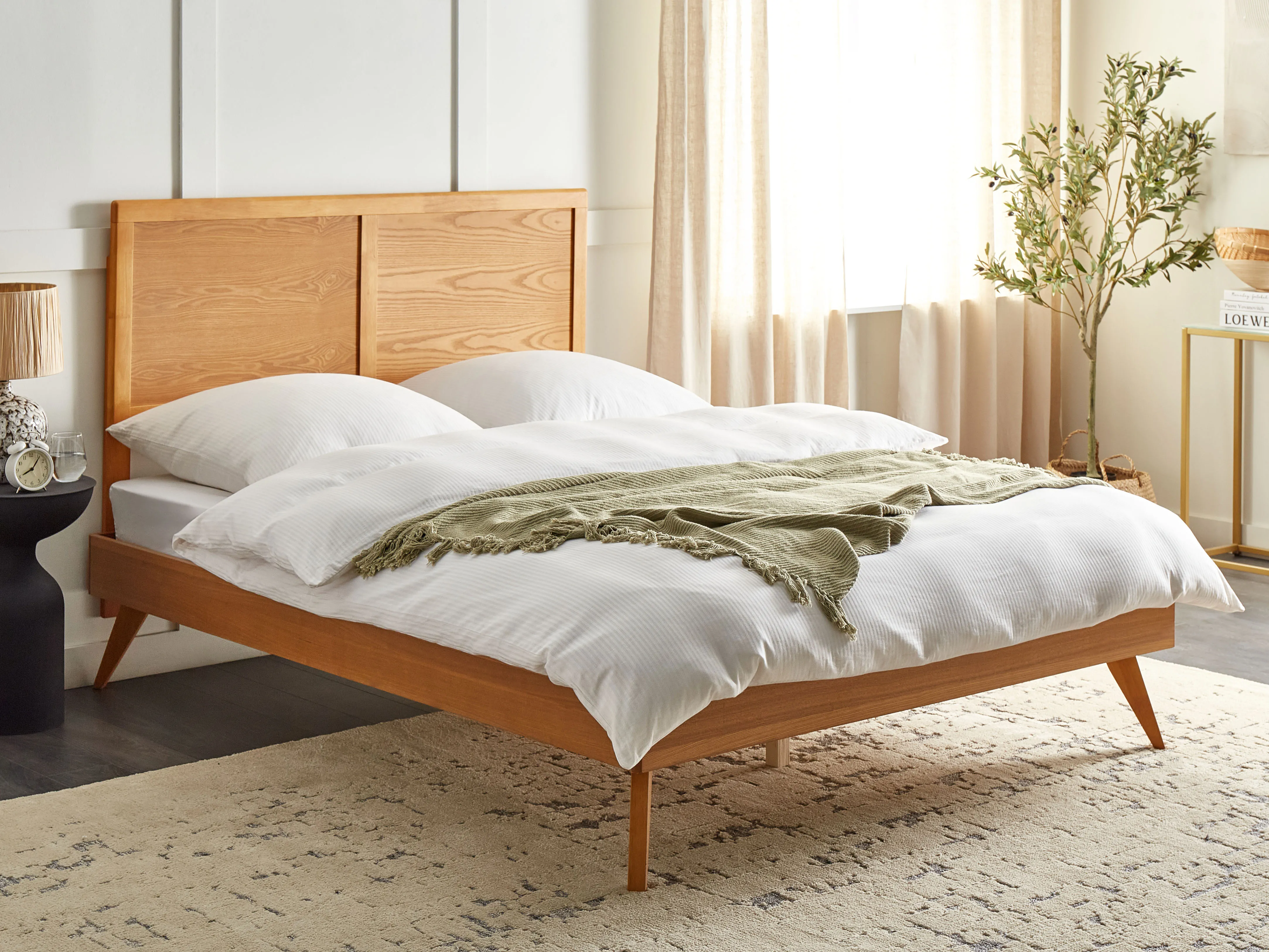 Bed ISTRES 160 x 200 cm (EU King Size) Natural Ash Wood