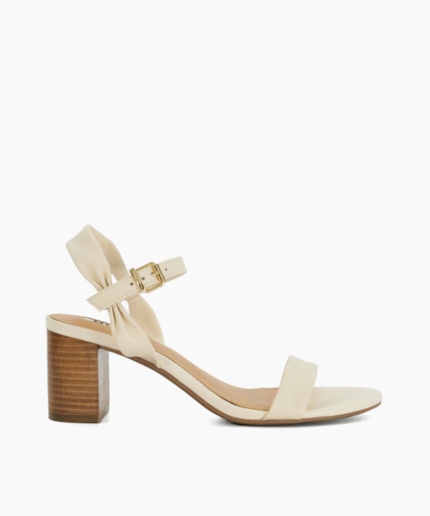 Jaliz Ecru - Open Toe Block Heel Shoes