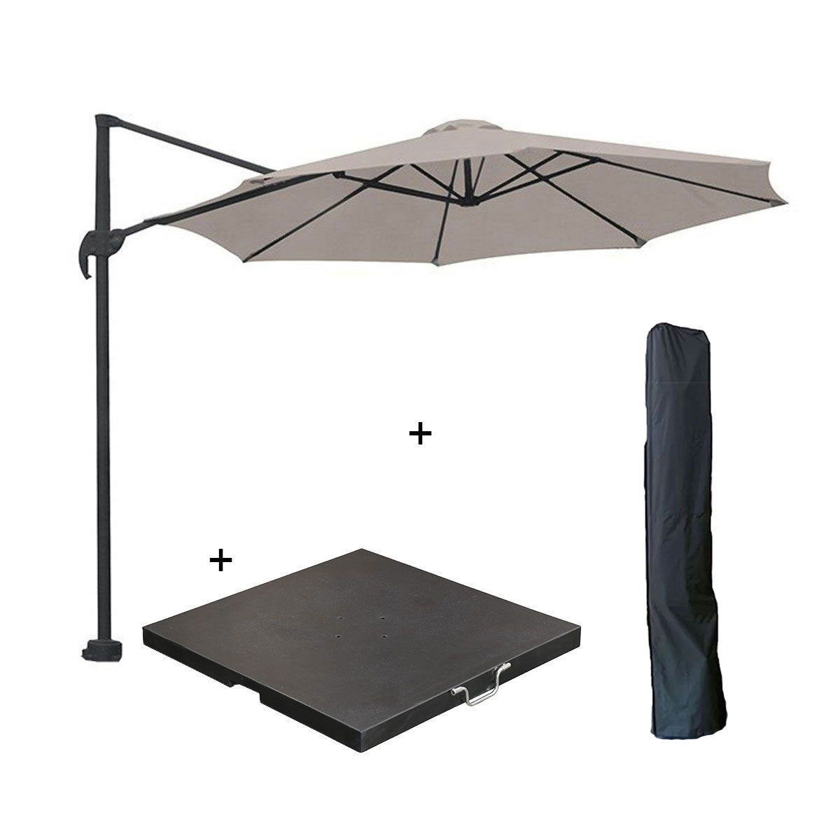 Garden Impressions zweefparasol Hawaii S zand Ø300 cm incl 60 kg voet en hoes