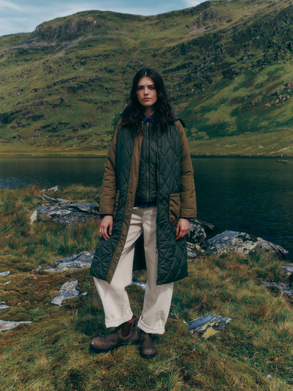 Quebec Quilted 3 in 1 Modular Longline Coat in Khaki