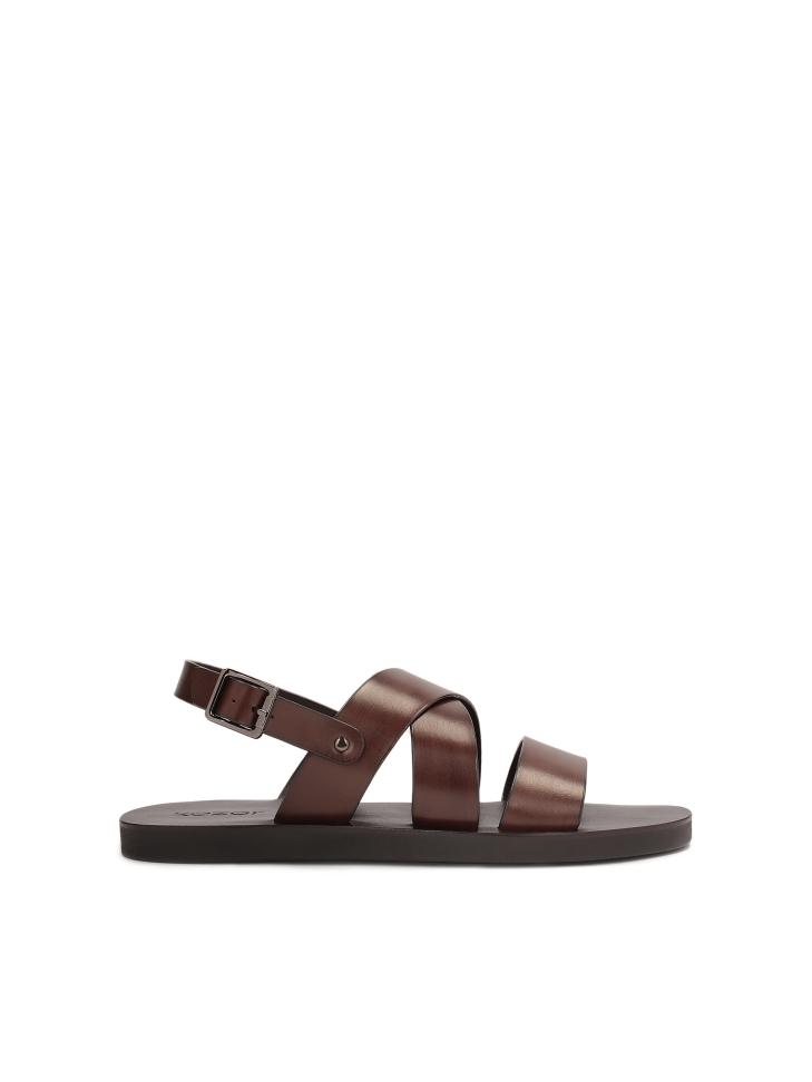 Brown leather sandals on a straight sole