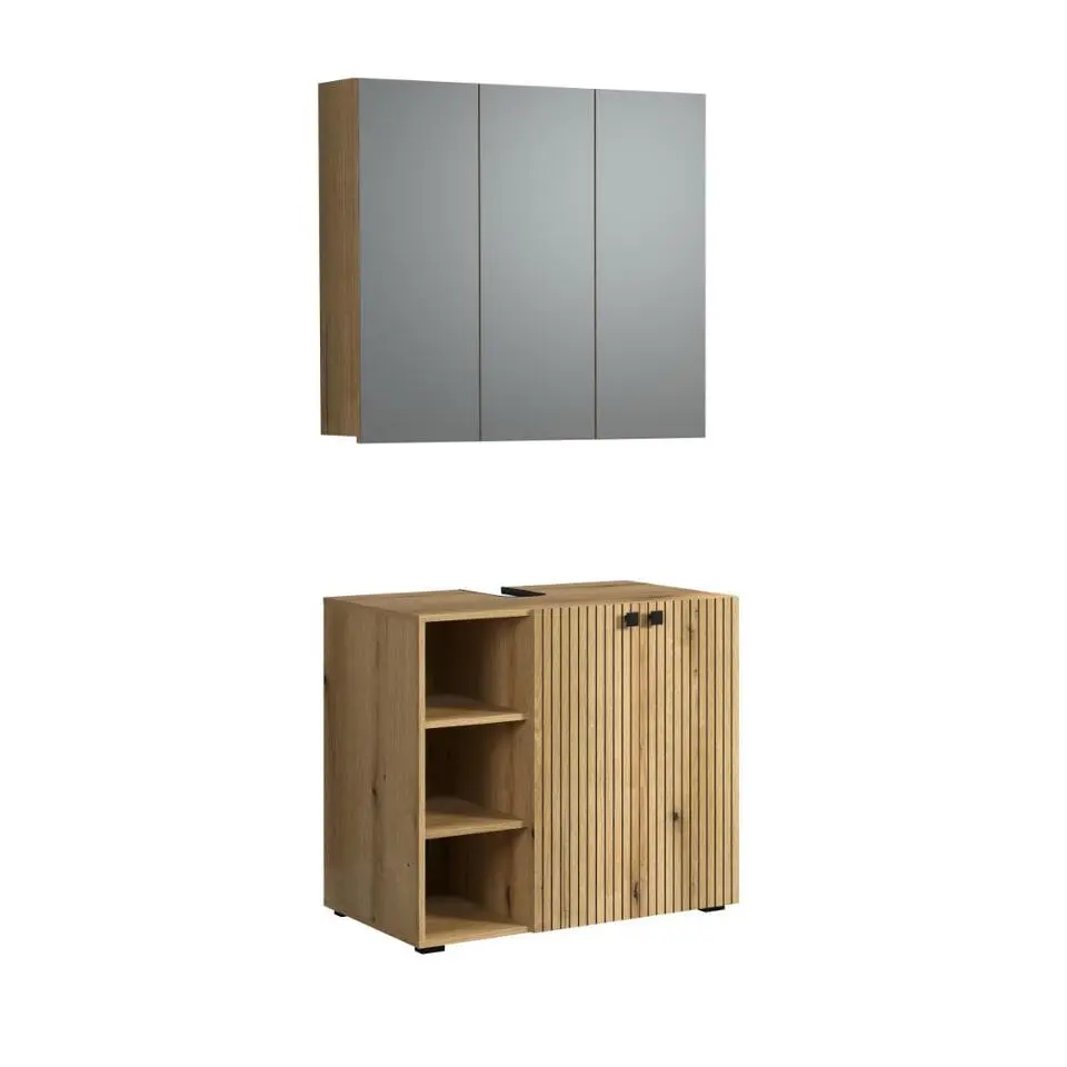 Hioshop PureBliss badkamer waskast en spiegelkast eiken decor