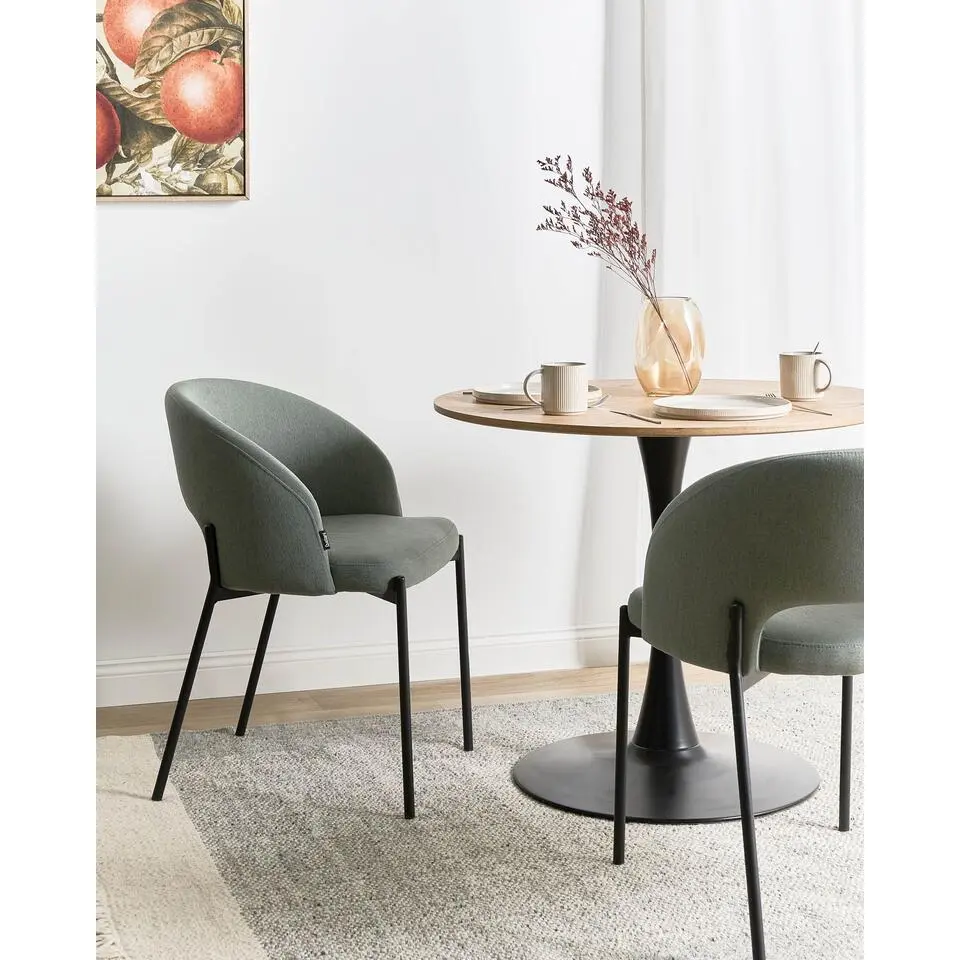 PENNY - Eetkamerstoel set van 2 - Donkergroen - Stof