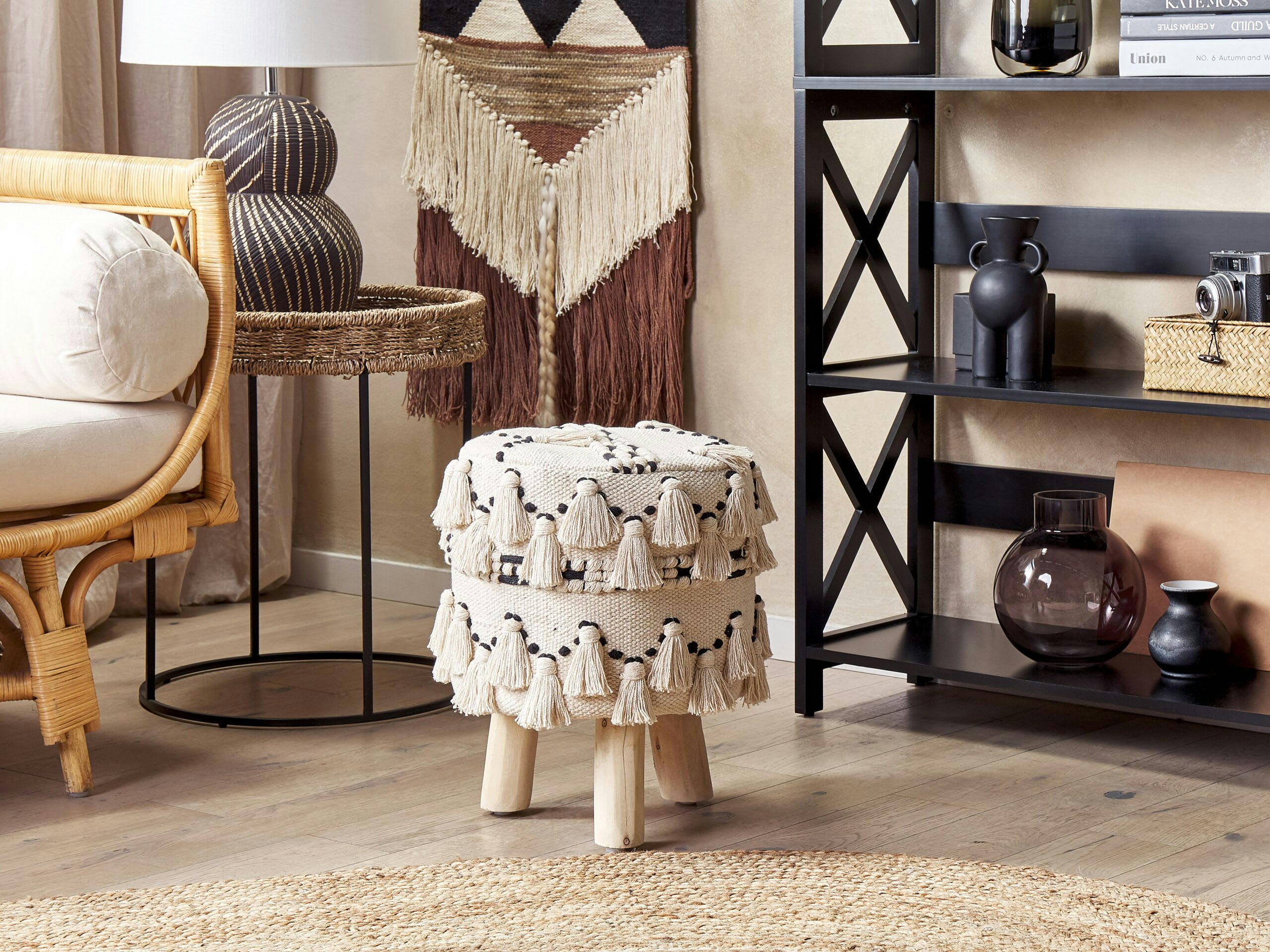 THONDI - Petit tabouret beige
