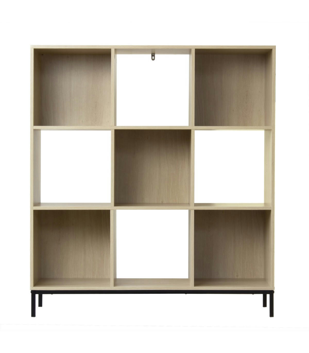 - Etagère de rangement 9 cases avec pieds métal - Marron