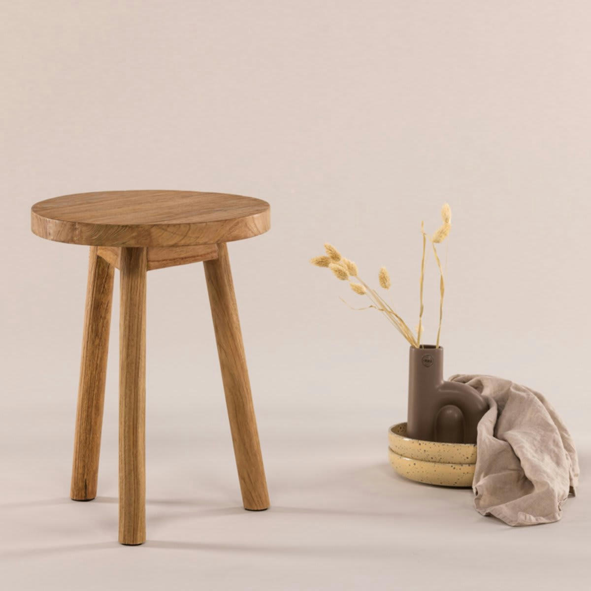 BERNY - Tabouret rond moderne en bois