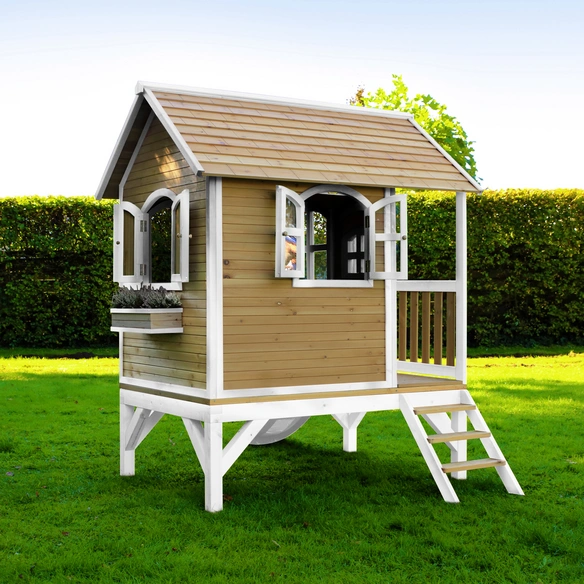 Kinderspielhaus »Tom«, BxHxT: 287 x 231 x 191 cm, Holz, braun/weiß