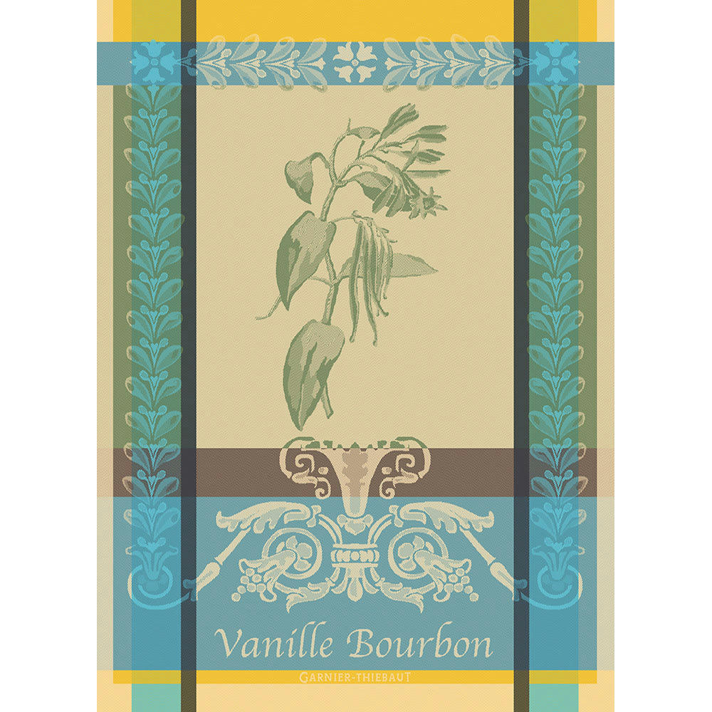 VANILLE BOURBON EDEN - Torchon  pur coton vert 56x77