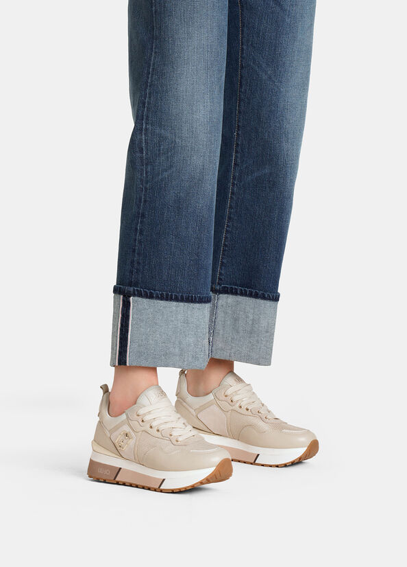 Sneakers in pelle e mesh