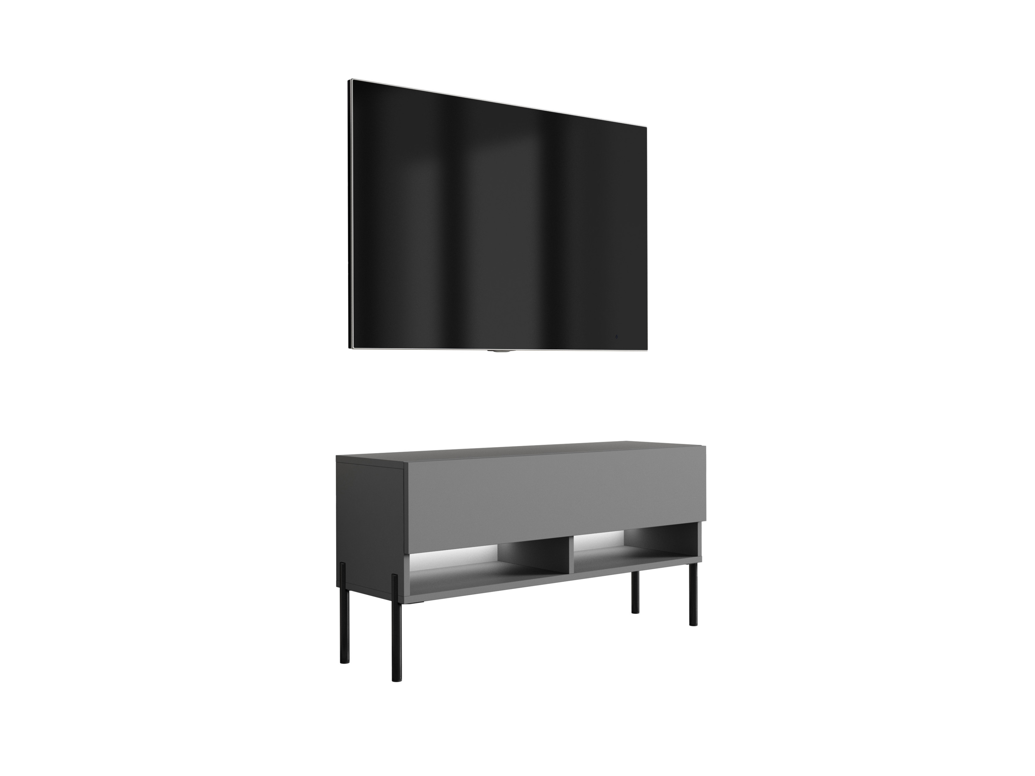 Szafka RTV Antracyt, nogi proste czarne, 100 x 32 x 52 cm