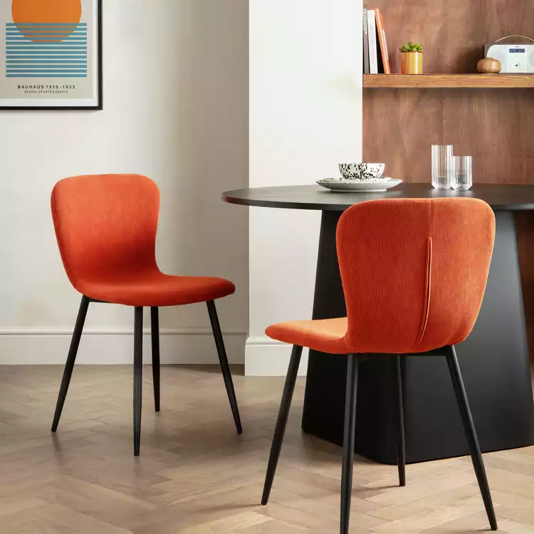 Habitat Shai Pair of Fabric Chairs - Orange