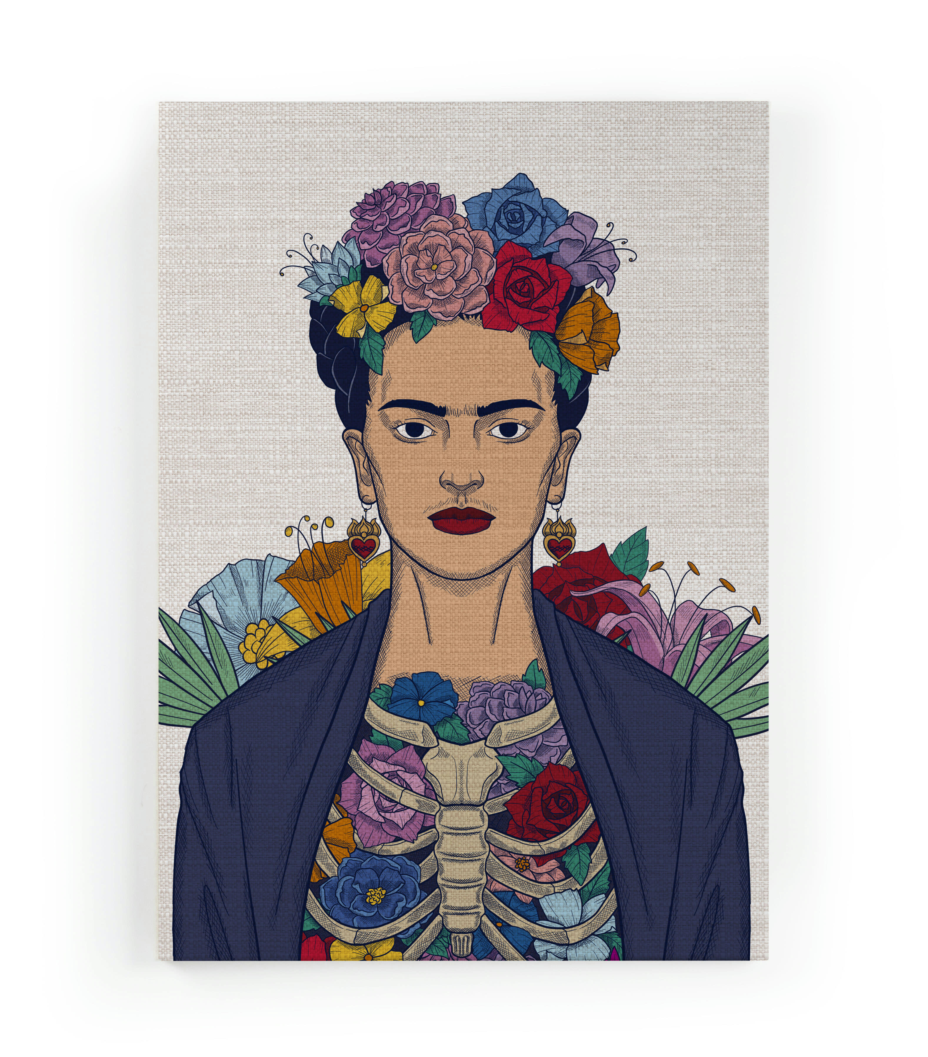 FRIDA KAHLO FLOWER - Peinture sur toile 60x40 imprimé