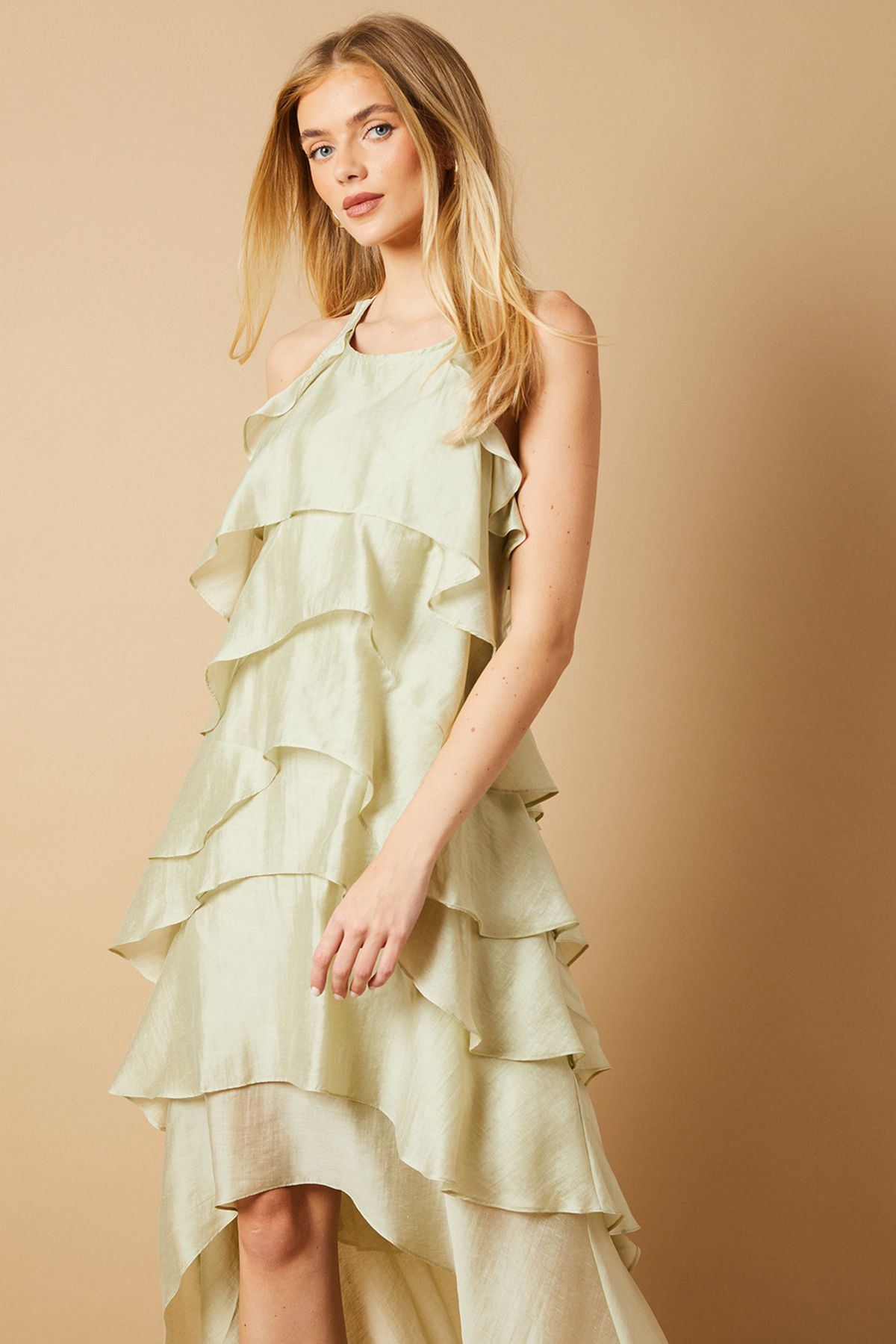 Oasis Ruffle Detail Tiered Midi Dress