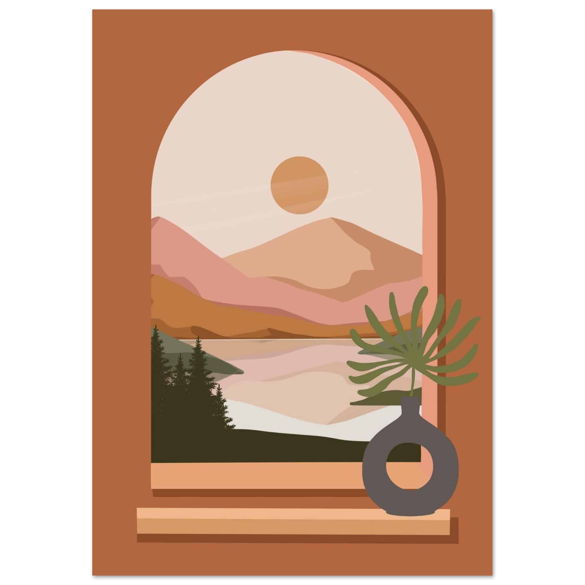 Artfulprints Poster Boho – Terracotta window  - A4 21x29.7 cm - Terracotta