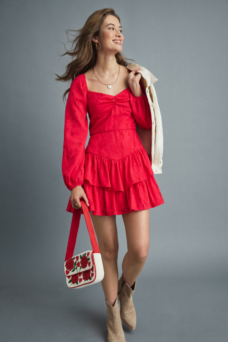 Sophie Tiered Jacquard Mini Dress