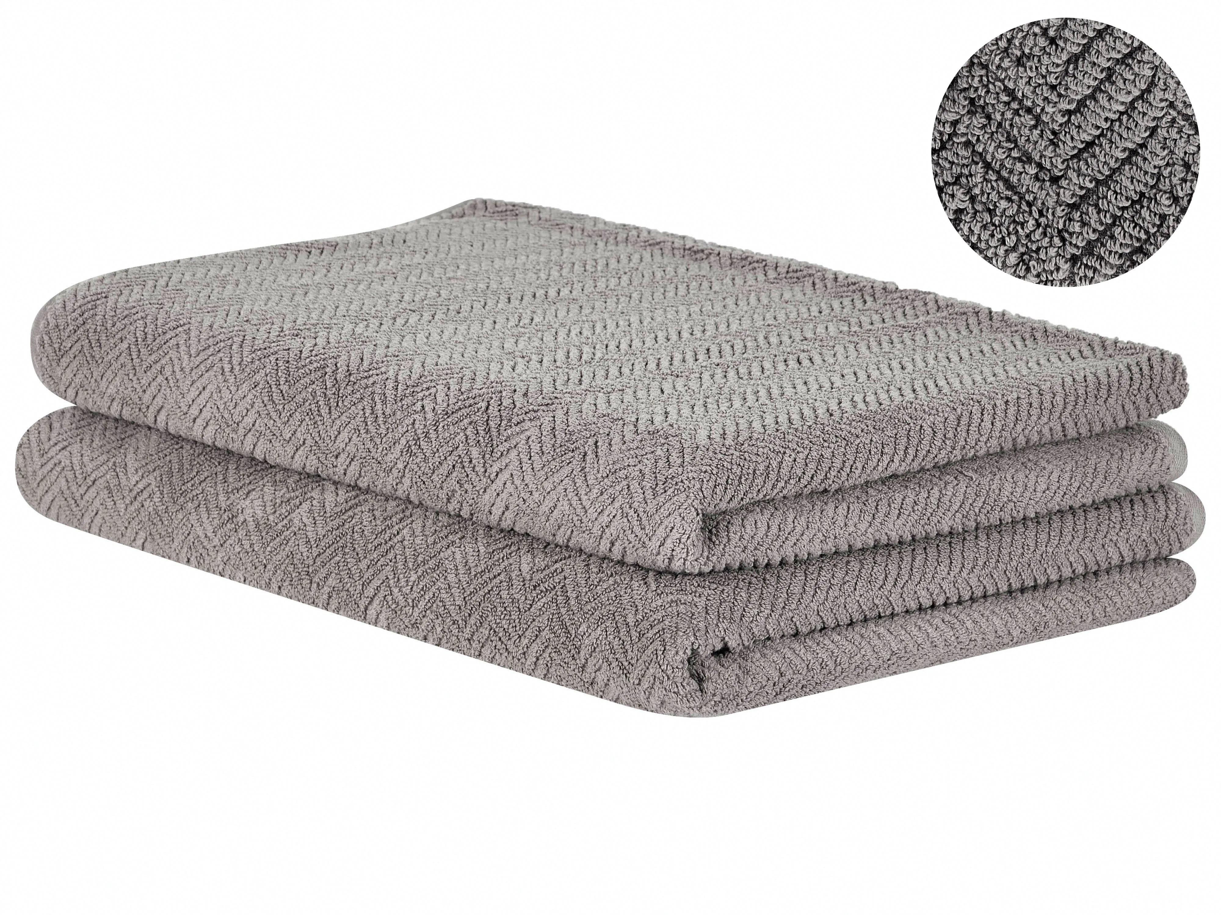 Set of 2 Towels MITIARO Terry Cotton Grey