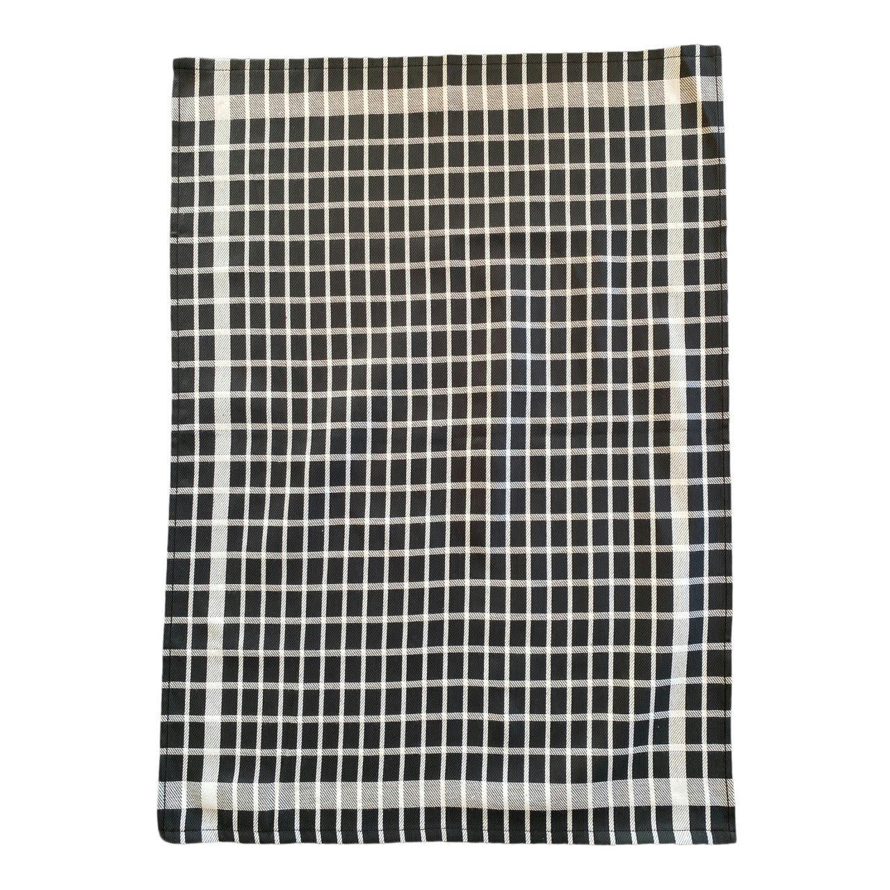 carreaux / uni - Deux  duos torchons assortis carreaux noirs  50 x 70