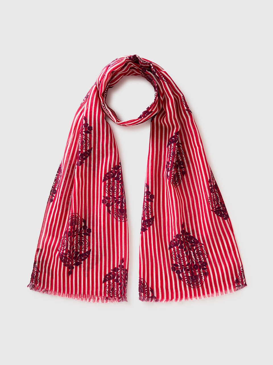 Patterned linen blend scarf
