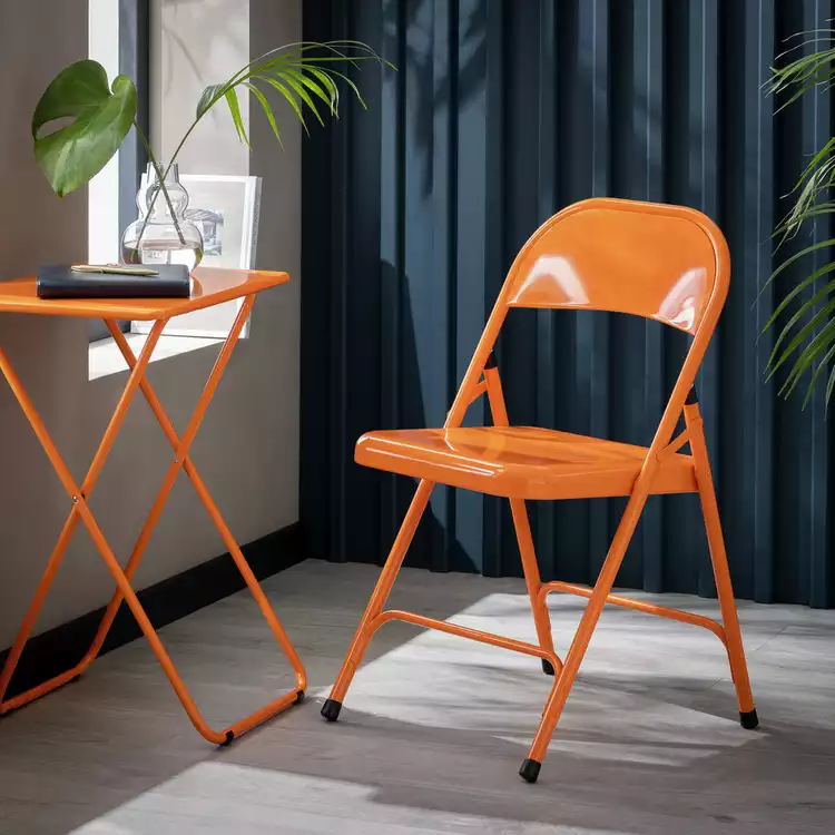 Habitat Macadam Metal Folding Chair - Orange
