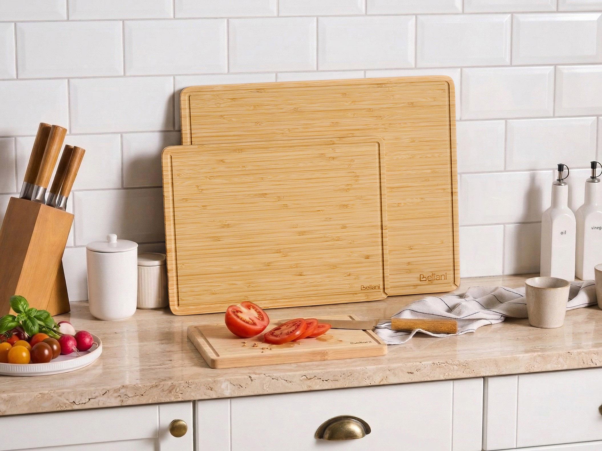 Set of 3 Chopping Boards FOUACE Bamboo Light Brown