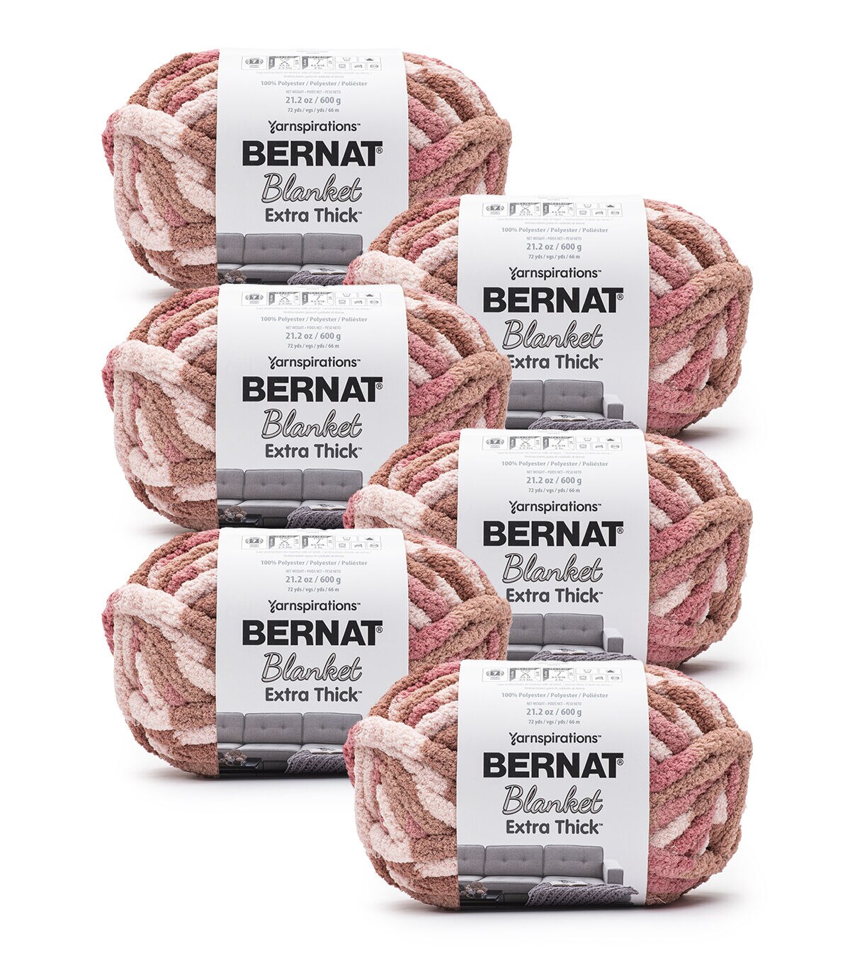 Bernat Extra Thick Blanket 72yds Jumbo Polyester Yarn 6 Bundle