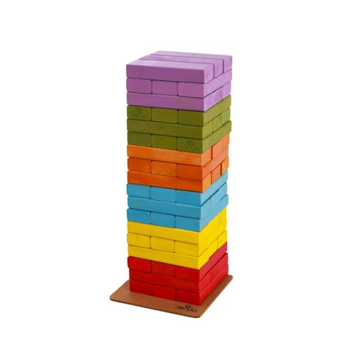 Rainbow Jenjo Wooden Tumbling Tower Game 54cm
