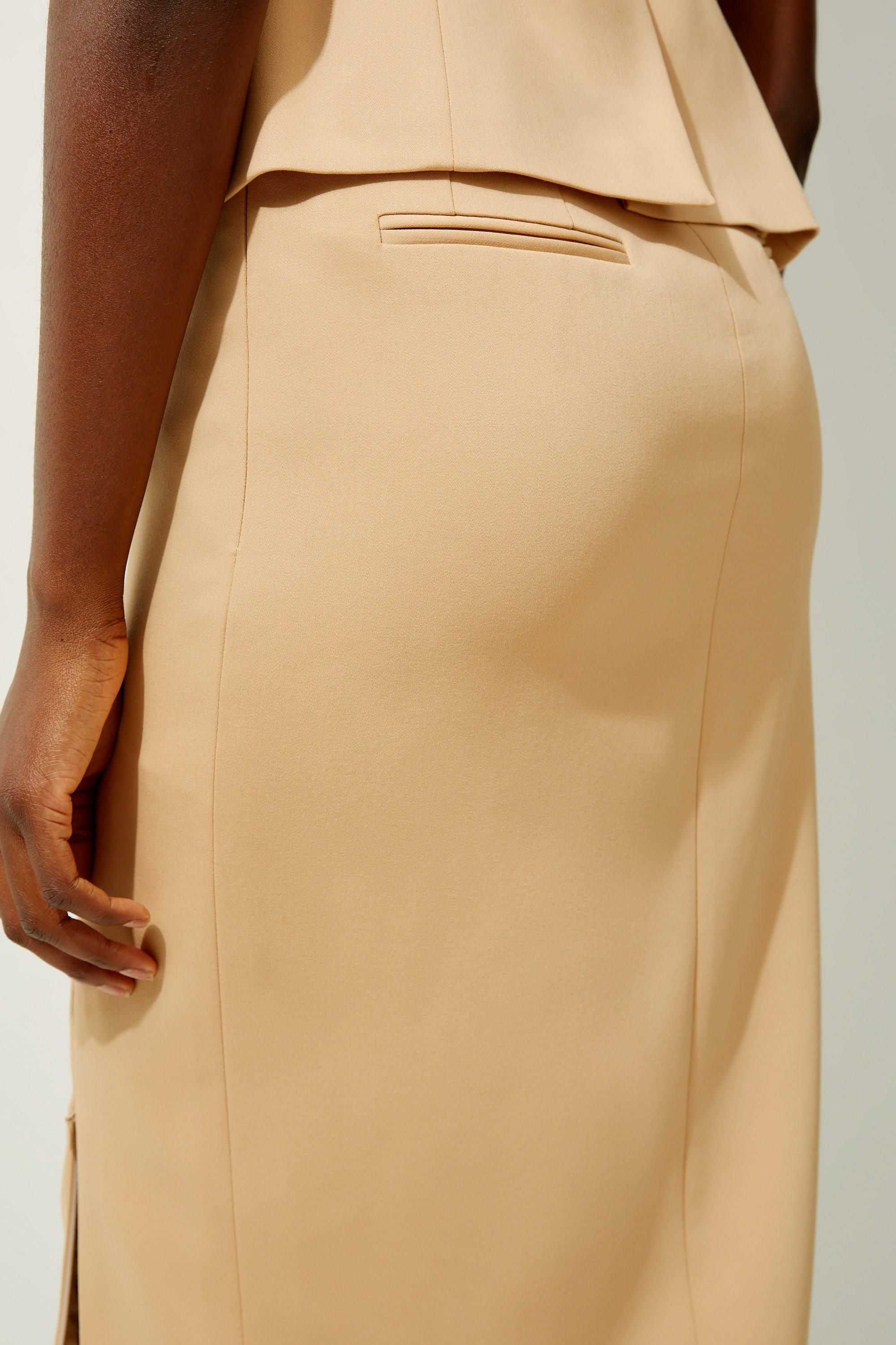 KarenMillen Tailored Side Split Midi Pencil Skirt