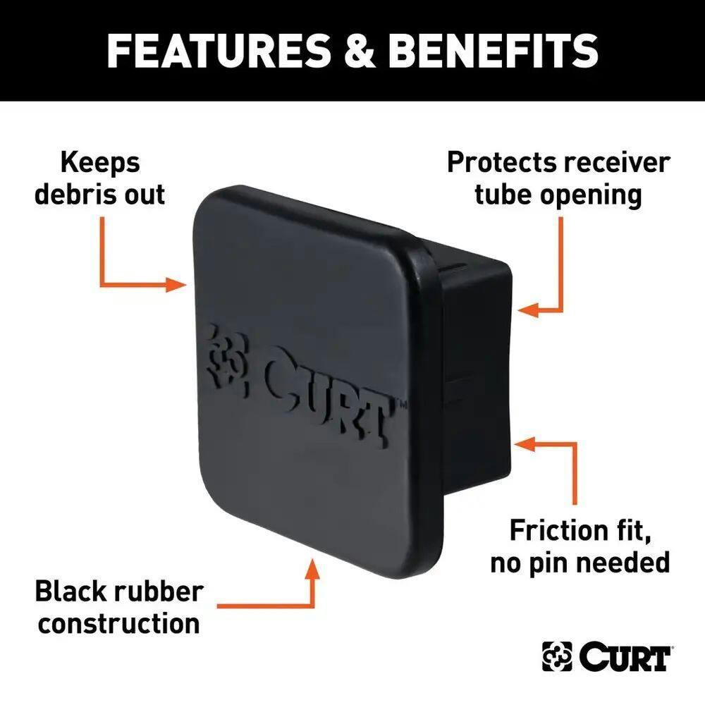CURT Rubber Hitch Tube Cover, 2-in (Packaged)