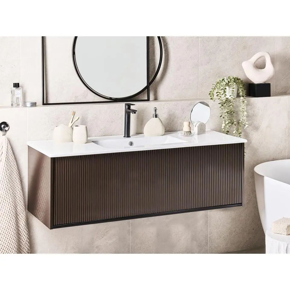 MADIDI - Wastafelmeubel - Lichtbruin - 120 cm - Hout