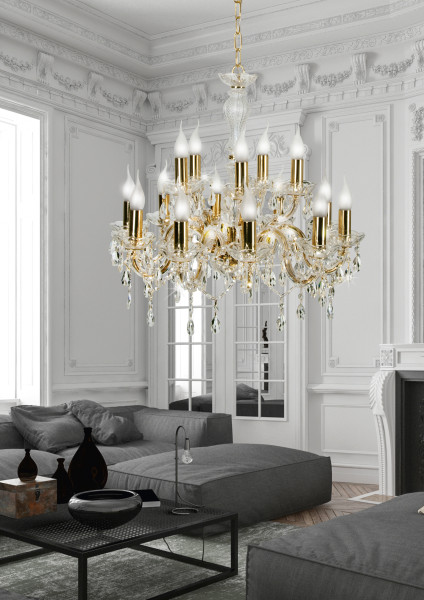 Żyrandol złoty MARIA 15xE14x40W wym:130x62x62 Candellux