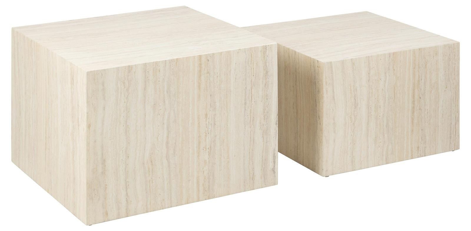 Zestaw 2 STOLIKÓW KAWOWYCH Dice Z MDF beżowy trawertyn