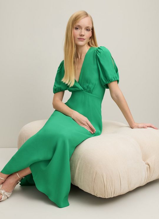 Hermia Green Crepe Maxi Dress