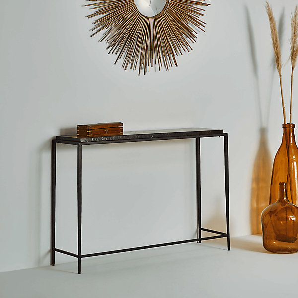Grande console en verre fumé et métal L110 cm IGLOO