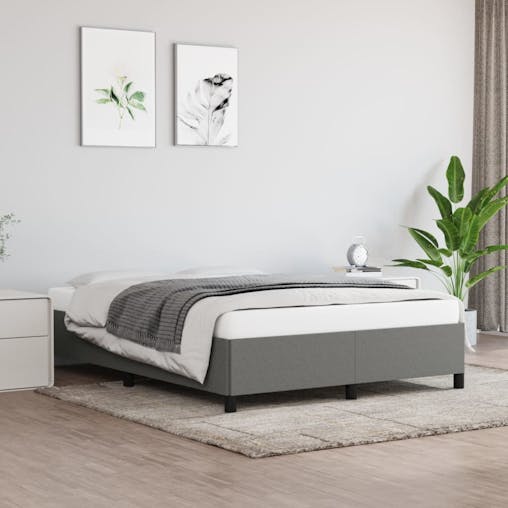 NNEVL Bed Frame Dark Grey 152x203 cm Queen Fabric