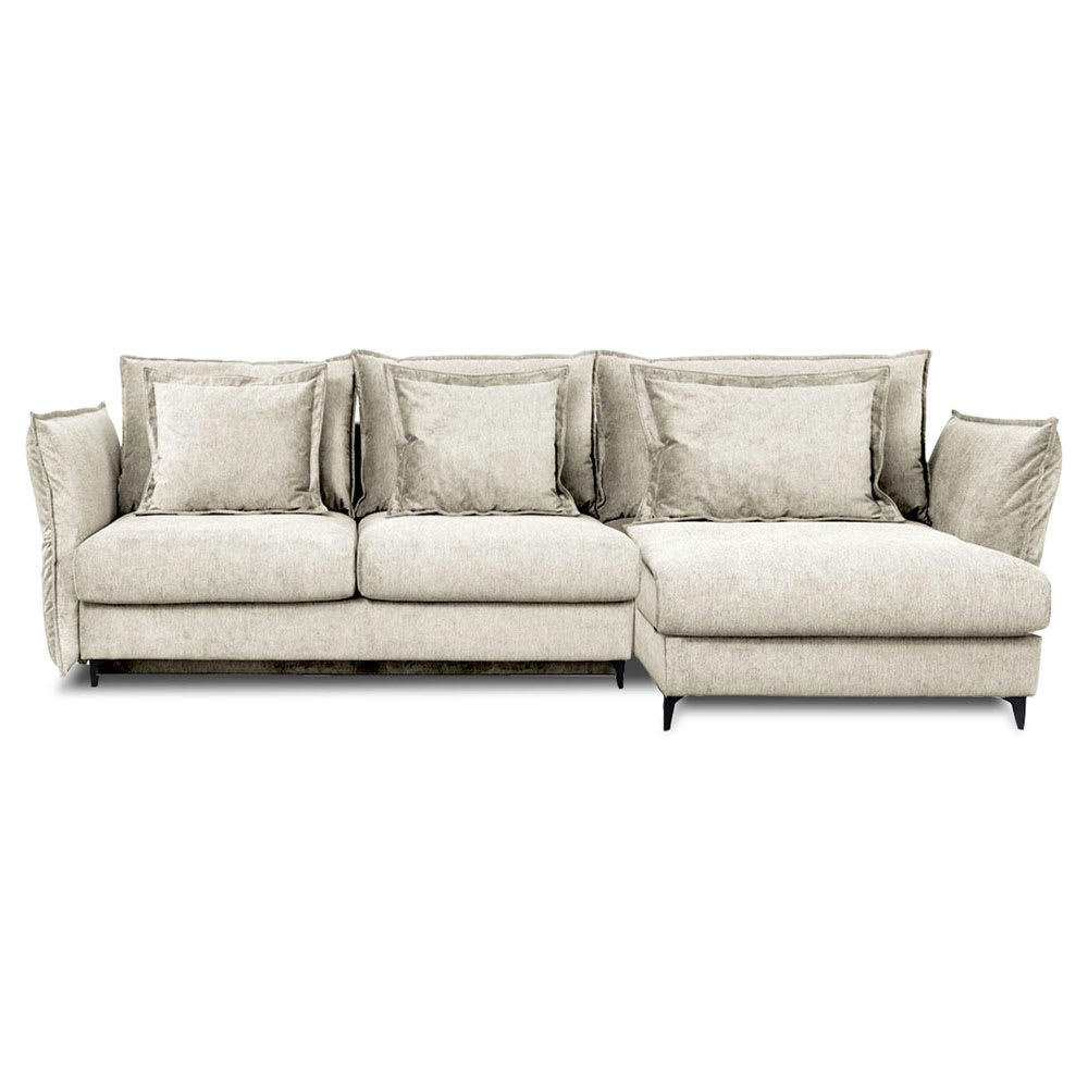 VERDURO - Canapé 3 places tissu angle droit beige