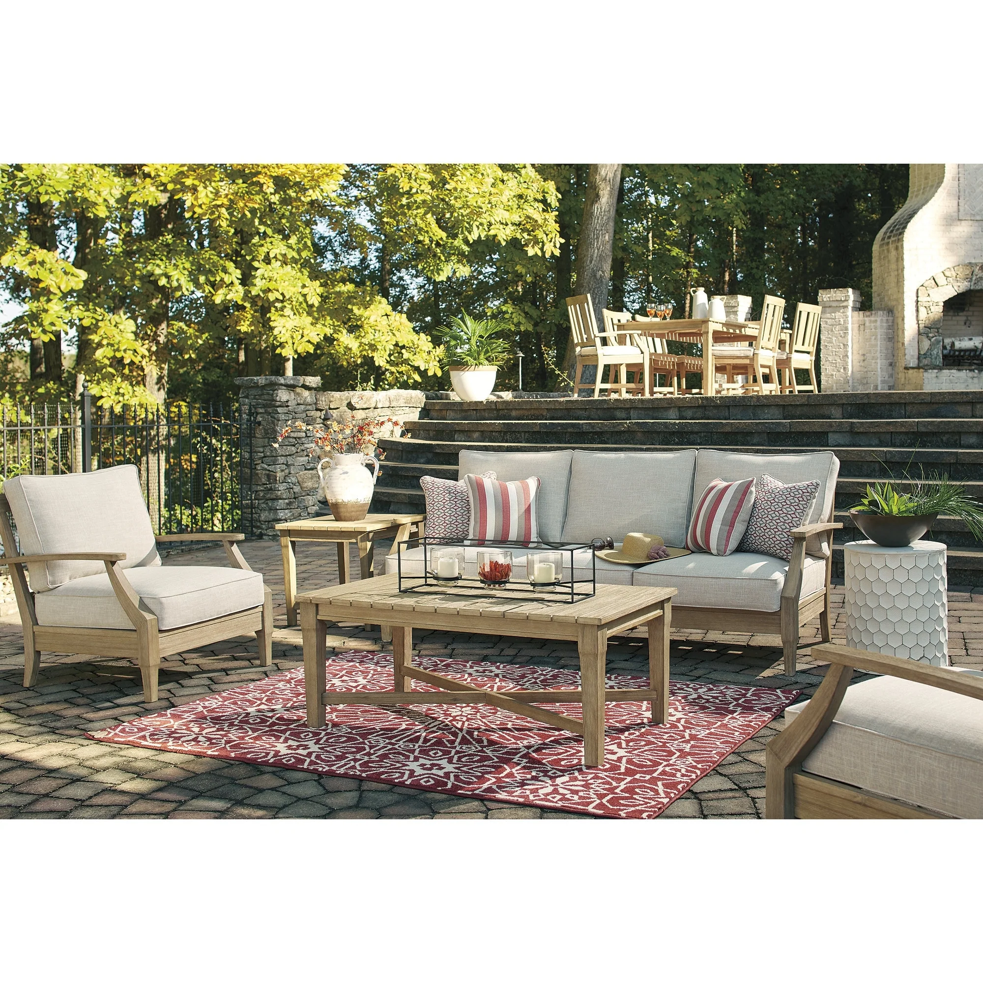 Signature Design by Ashley Clare View Beige 3-Piece Outdoor Package - 81W x 35D x 32H