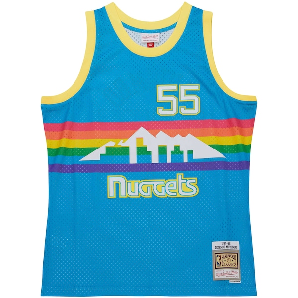 Dikembe Mutombo Denver Nuggets  Hardwood Classics 1991/92 Tropical Swingman Jersey - Blue
