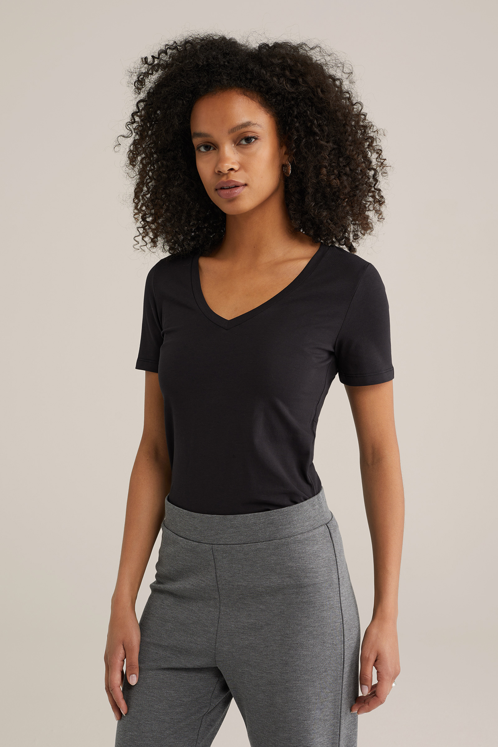 Dames T-shirt met V-hals