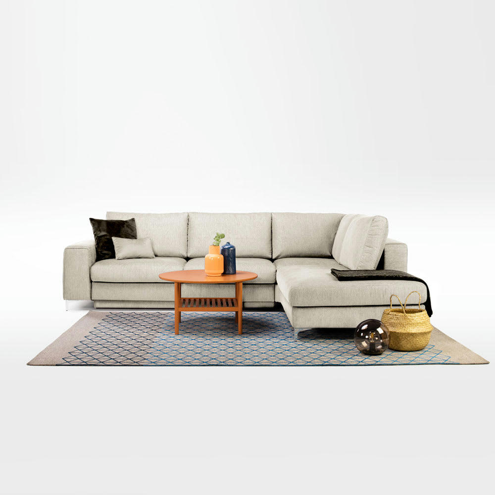 FIESOLE - Canapé 4 places tissu angle droit beige